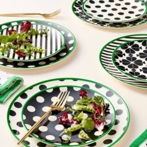 Kate Spade NY x Target 2025 Black and White Clover Appetizer Plate Set of 4 NEW